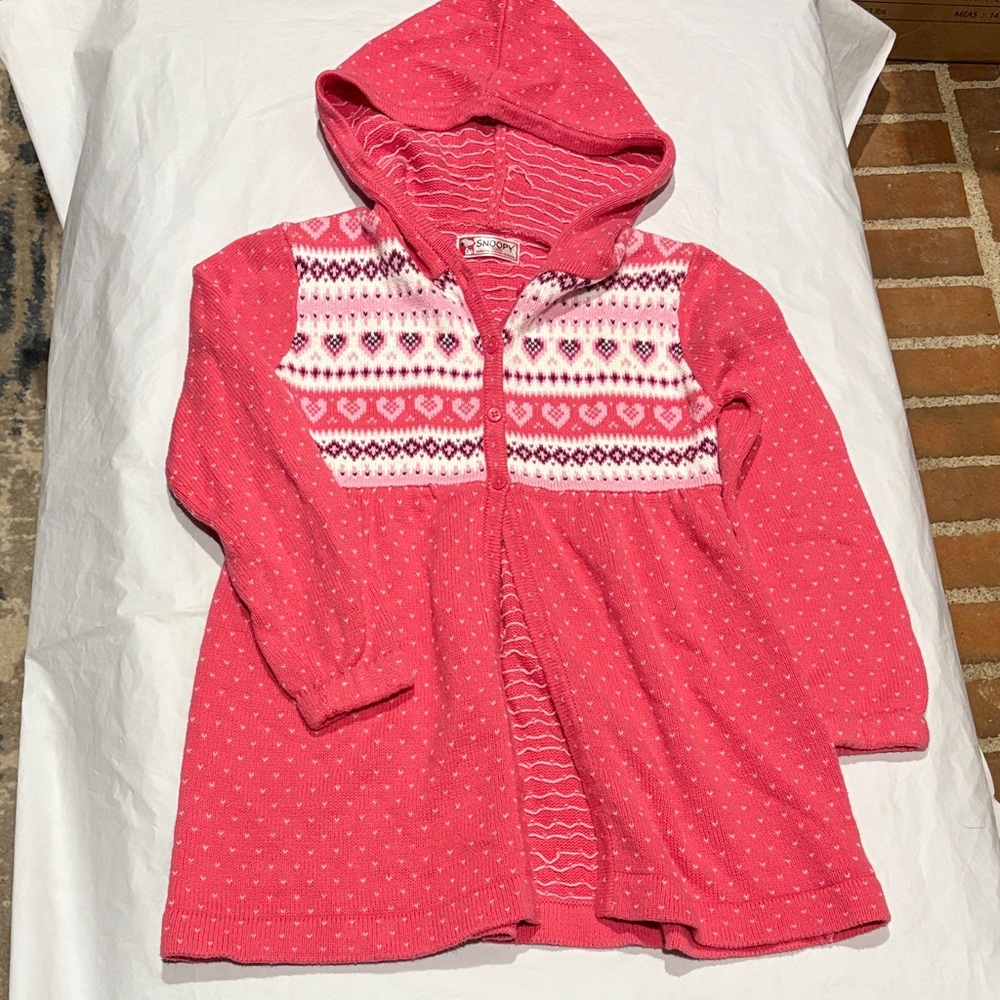 EUC Sz 12 Pink Hooded Kids Cardigan